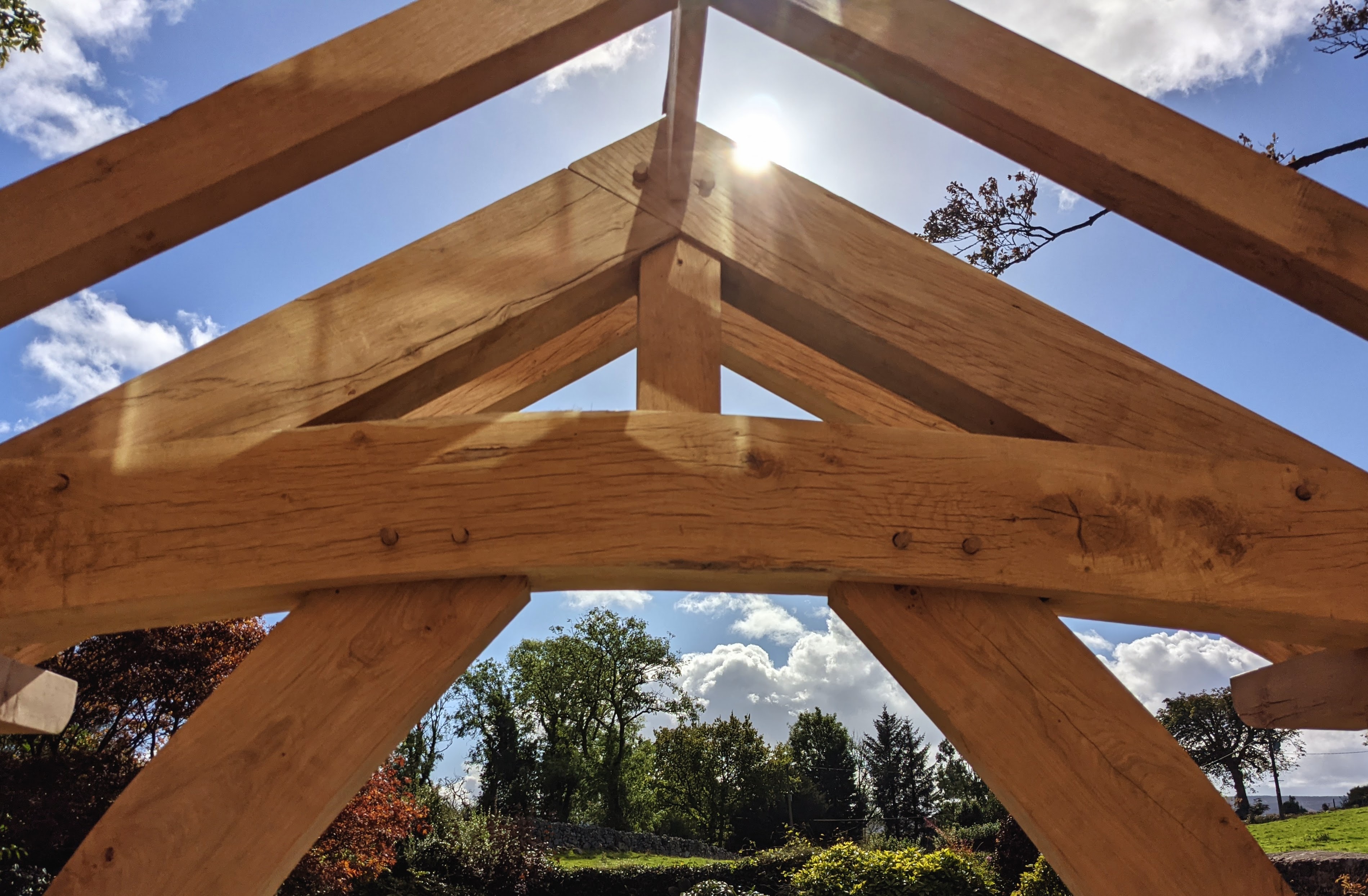 Traditional oak timber frame structure with exposed joinery